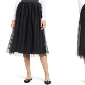 NWT Halogen Tulle black Midi Skirt